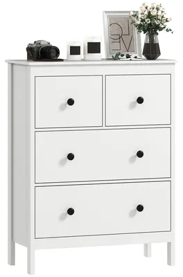 Image de HOMCOM : buffet moderne à 4 tiroirs pour le salon, blanc