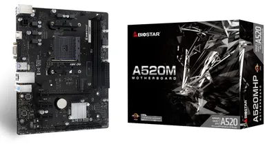 Produktbild von Biostar A520MHP, AMD, Sockel AM4, AMD Ryzen 3000 Series, AMD Ryzen 4000 Series, AMD Ryzen 5000 Series, Sockel AM4, DDR4-SDRAM, 64 GB