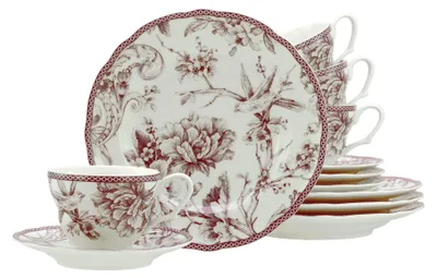 Produktbild von CreaTable, 24765, Adelaide Rot, Kaffeeservice 12-tlg, Porzellan