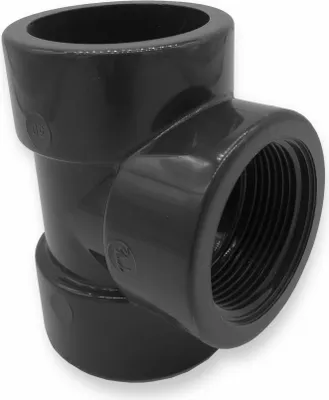 Produktbild von PVC T-Stück 90° | Ø 50 mm | Klebemuffe 1 1/2" | PN16 | IG | Grau
