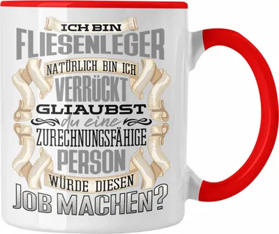 Produktbild von Trendation - Ich Bin Fliesenleger Tasse Geschenk Geburtstag Lustiger Spruch Fliesenleger Geschenkidee (Rot)