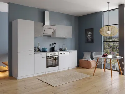 Produktbild von Küche Küchenzeile Küchenblock Einbauküche Weiß Beton  Malia 280 cm Respekta