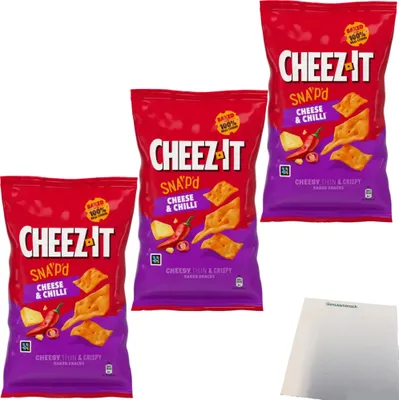 Produktbild von Cheez-It Cheese & Chilli 3er Pack (3x120g Beutel) + usy Block