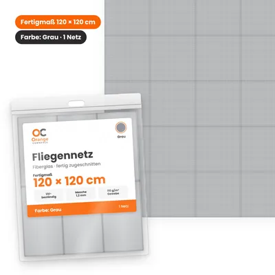 Produktbild von Fliegennetz Fliegengitter Moskitonetz Insektenschutz Mückenschutz Fiberglas 120x120cm / Grau
