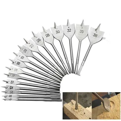 Produktbild von 17xHolzbohrer Flachholzbohrer Flachfräsbohrer Set 6-38mm Satz Flachfräser Bohrer