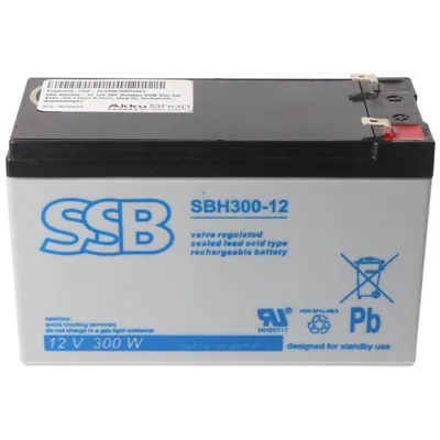 Produktbild von SSB SBH300-12 12V 9Ah akumulator ołowiowy AGM akumulator ołowiowo-żelowy, z Faston 6.3mm, idealny do zastosowań wysokoprądowych