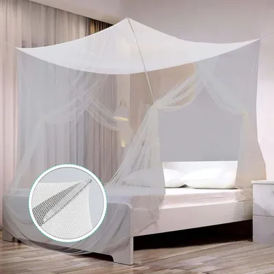 Obrázok produktu pre Klamboe, skladací – sieťka proti komárom – pre pokojný spánok – pre malé postele – 200 x 180 cm – biela
