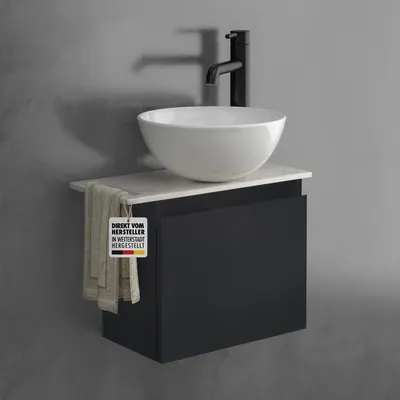 Produktbild von Alpenberger Badmöbel-Set Waschtisch mit Unterschrank & Keramikplatte 55-100 cm, Nano-Becken