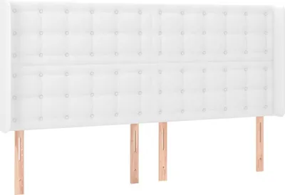 Produktbild von Kopfteil mit Ohren Weiß 203x16x118/128 cm Kunstleder