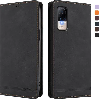 Image de Etui pour Xiaomi Civi 1S, étui rétro en cuirPolyuréthaneavec support et fentes pour cartes de crédit Noir