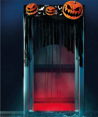 Produktbild von Halloween Türvorhang mit Kürbissen & Fledermäusen