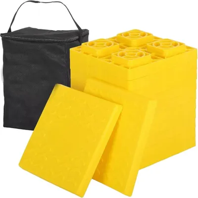 Zdjęcie produktu dla LUXTOM | Podkładki pod przyczepy kempingowe, 12 sztuk, do 13 t, 217 × 217 mm, podkładki pod kampery, mogą służyć jako kliny podjazdowe i kliny schodkowe