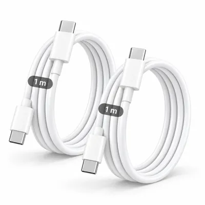 Produktbild von 2x USB-C Ladekabel 1m – USB-C auf USB-C 20W Schnell-Ladekabel – Lade- & Datenkabel für iPhone 15 bis 17 Pro Max, Samsung, Huawei & mehr