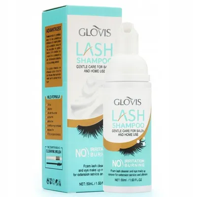 Produktbild von GLOVIS Lash Shampoo - Künstliche Wimpern Waschschaum Shampoo 50ml+ Stabbürste, Wimpernverlängerungsreiniger, Wimpernreiniger für Verlängerungen