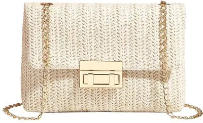 Produktbild von Elegante gewobene Stroh-Tasche Beige Sommer