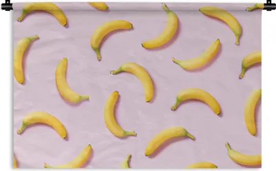 Produktbild von MuchoWow® Wandteppich Wandbehang Banane - Rosa - Pastell 90x60 cm Tapisserie Dekoration Wandtuch - Wandskulpturen - Bildteppich