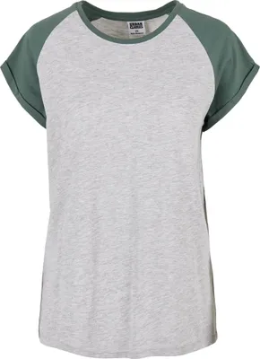 Produktbild von Urban Classics T-Shirt Damen Ladies Contrast Raglan Tee grau meliert/grün S