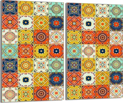 Produktbild von Herdabdeckplatten 2 teilig 30x52 Glaskeramikkochfeld Abdeckung Glas, Mosaik Stück