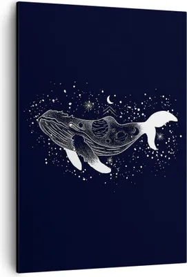 Produktbild von Bild auf Leinwand - Leinwandbild - Einteilig - Wal Schwarzweiß Grafik - 50x70cm - Wand Bild - Wanddeko - Wandbilder - Leinwanddruck - Wanddekoration - Leinwand bilder - Wandbild - PA50x70-4870