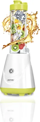 Zdjęcie produktu dla MPM MBL-20 Smoothie blender, 2 przenośne butelki, 0,6 litra, bez BPA, 1 prędkość Biały/Zielony