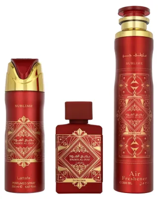 Zdjęcie produktu dla Bade'e Al Oud Sublime zestaw woda perfumowana spray 100ml + dezodorant spray 200ml + odświeżacz powietrza 300ml