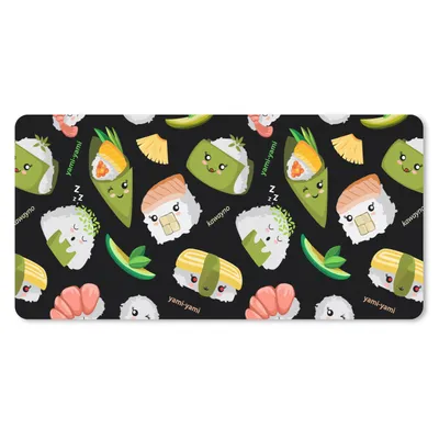 Produktbild von MuchoWow® Mauspad Mousepad Kawaii - Sushi - Schablonen 60x30 cm - Mousepads - Maus Mat - Pad - Mausunterlage - Nachhaltig