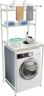 Image de Étagère de salle de bains Étagère pour sèche-linge  Étagère de salle de bains  Étagère sur pied à 3 tablettes, charge max. 10 kg