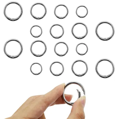 18 Schlüsselanhängerringe, Karabinerhaken, Silber, 13–25 mm