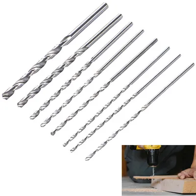Imagen del producto de Juego de brocas largas, de 8 piezas, brocas helicoidales de 200 mm, con diámetros de 4 a 10 mm, para madera