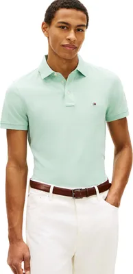 Productafbeelding van Tommy Hilfiger heren polo shirt, korte mouwen, model 1985, slim fit, kleur: groen (crushed mint), maat: XXL