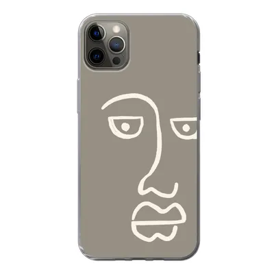 Produktbild von MuchoWow® Handyhülle Schutzhülle Hülle für iPhone 13 Pro Max Gesicht - Abstrakt - Strichzeichnung Silikon Softcase Handy Hülle - Mobiltelefon
