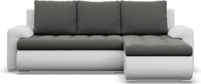 Produktbild von Rechts Ecksofa mit Schlaffunktion FORESTA, Sofa mit bettkasten 230x159cm, Dunkelgrau + Weiß