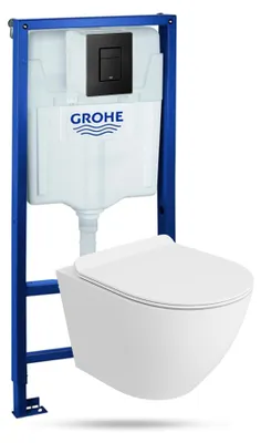 Produktbild von LAVITA WC-Set SOFIWHITEMAT GROHE Solido spülrandlos Schwarz rechteckig
