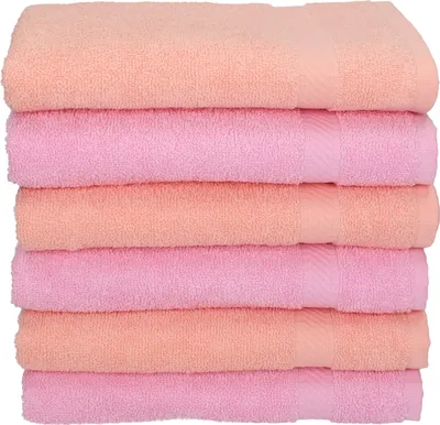 Produktbild von Betz 6 Stück Handtücher 50x100 cm PALERMO 100% Baumwolle  Farbe: apricot und rose