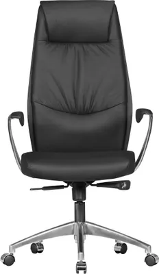 Image de FineBuy : chaise de bureau en cuir véritable noir, chaise de bureau 120 kg, fauteuil de direction avec mécanisme synchrone, chaise pivotante