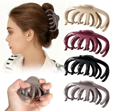 Produktbild von Silikon-Haarspangen 4 Stück – weiche & flexible Haarclips – für dünnes und dickes Haar – Haaraccessoires für Damen & Mädchen - Enthält vier Farben