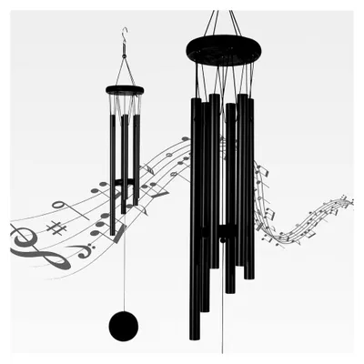 Produktbild von Windspiele für den Außenbereich, Hängend, Metall Windspiel, Klangspiel, Heimdekoration, Geschenke (Schwarz)