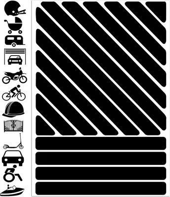 Image de Réflecteurs pour vélos - Autocollants réfléchissants - Film réfléchissant - Ensemble d'autocollants noirs (16 pièces) - Pour vélos et scooters