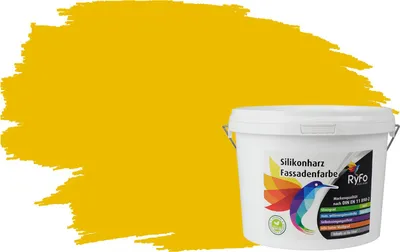 Produktbild von RyFo Colors Silikonharz Fassadenfarbe Lotuseffekt Trend Bernstein 3l - bunte Fassadenfarbe, weitere Gelb Farbtöne und Größen erhältlich, Deckkraft Klasse 1