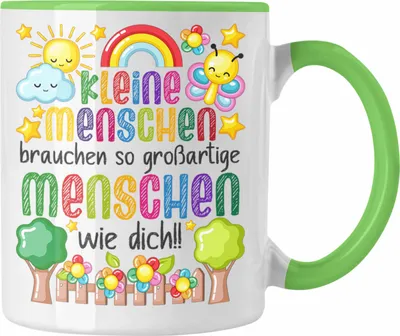 Produktbild von Trendation - Erzieherin Tasse Geschenk Danke Dankeschön Abschiedsgeschenk Beste Kindergärtnerin Spruch Großartige Menschen Wie Dich (Grün)