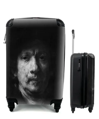 Produktbild von MuchoWow® Koffer Handgepäck Trolley Rollkoffer Kleine Reisekoffer mit 4 Rollen - Selbstbildnis - Rembrandt van Rijn - Cabin Size < 55x40x23 cm & 55x40x20 cm - Fotokoffer - Kabinenkoffer - Boardgepäck - Reise-Box - Reisekoffer - Reisegepäck - Koffer mit Bild - Trolley für Kinder
