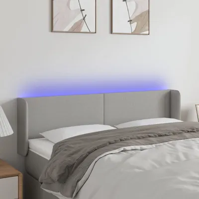 Produktbild von [Home] LED Kopfteil Hellgrau 147x16x78/88 cm Stoff , Neue Mode 2024 im häuslichen Leben