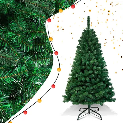 Productafbeelding van Clanmacy Kunstkerstboom, 150 cm, kerstboom, kunstboom, decoratieboom met voet, kerstdecoratie, groen, PVC