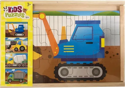 Image de Puzzle en bois, 4 x 12 pièces, couleurs vives, à partir de 3 ans