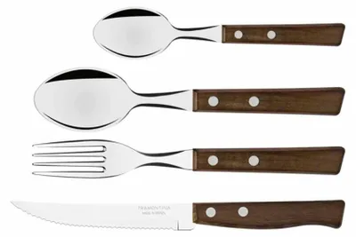 Obrázok produktu pre Sada príborov Tramontina TRADICIONAL, 24 kusov, príbor na jedlo, príbor na stôl, nerezová oceľ / drevo, model 22299-050