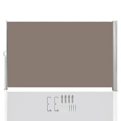 Produktbild von Yakimz Seitenmarkise Ausziehbar Sichtschutz Windschutz Terrasse Sonnenschutz Seitenrollo Alu Markisen Braun 180x300cm