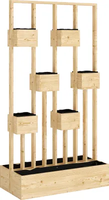 Produktbild von Hochbeet mit Rankgitter Körbe, Holz Pflanzkasten Pflanzkübel Blumenkasten, 90 x 45 x 170 cm