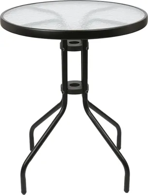 Produktbild von Sussex Runder Garten-Esstisch mit Glasplatte – 60 cm x 70 cm – Schwarz
