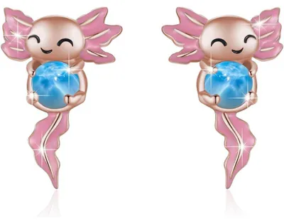 Produktbild von Axolotl Ohrstecker 925 Sterling Silber Hypoallergen Tier Schmuck Geschenke für Damen Mädchen