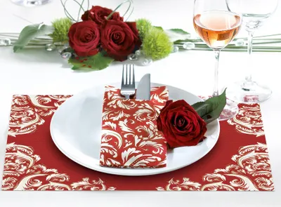Produktbild von Sovie HORECA Tischset Cascade in Bordeaux aus Linclass® Airlaid 40 x 30 cm, 100 Stück - Ornamente